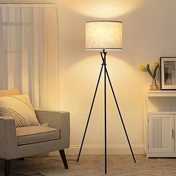 IDÉE　TRIPOD FLOOR LAMP　IDÉE HOMCOM Tripod Floor Lamp, Adjustable Height Wooden Standing